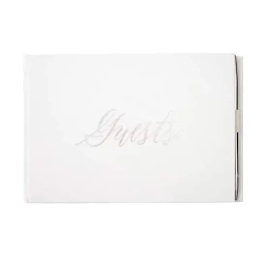White & Silver Guest Book & Pen Set by Celebrate It&trade; {1}