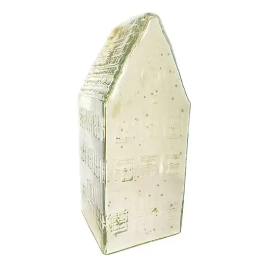 Hello Honey&reg; 10" Silver Tall Mercury Glass House Decoration {1}