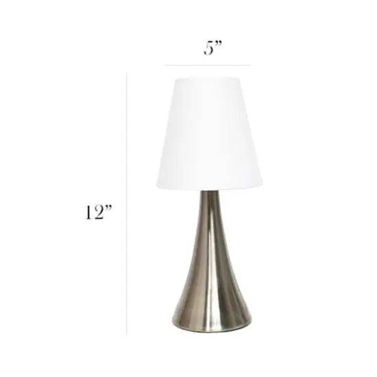 Simple Designs Valencia Mini Touch Table Lamp Set Brushed Nickel/White {4}