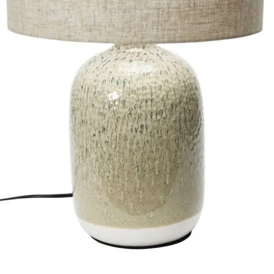 Hello Honey&reg; 22" Taupe Reactive Glaze Stoneware Table Lamp with Linen Shade {6}