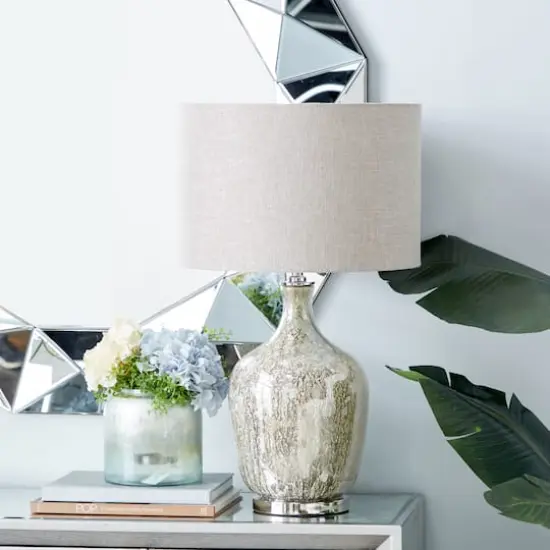 27" Silver Glass Glam Table Lamp {8}