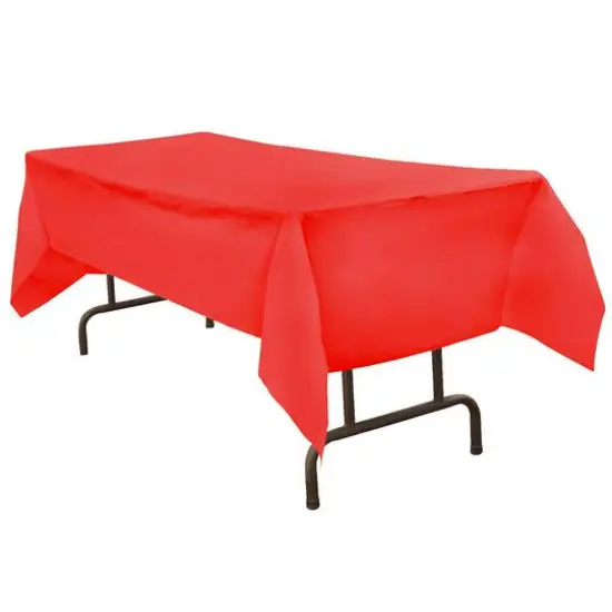 JAM Paper 108" Rectangular Plastic Table Cover Red {3}
