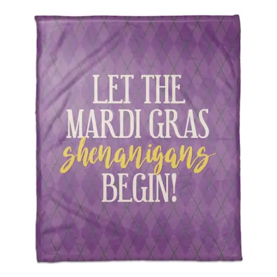 Mardi Gras Shenanigans Argyle Fleece Throw {1}