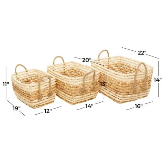 Rectangle Brown Contemporary Sea Grass Storage Basket Set {9}