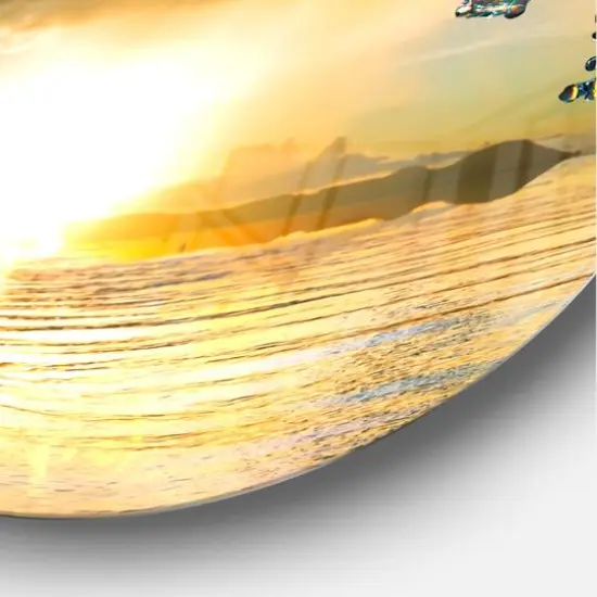 Designart 'Colored Ocean Waves Falling Down Ii Nautical & Coastal Wall Clock {4}