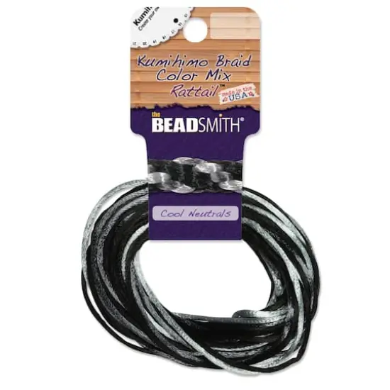 The Beadsmith&reg; Rattail&trade; 2mm Cool Neutrals Mix Kumihimo Braid Satin Cord {1}