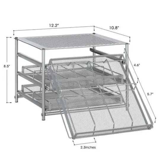 NEX™ 3-Tier 24-Bottle Metal Spice Rack with Drawer Organizer {3}