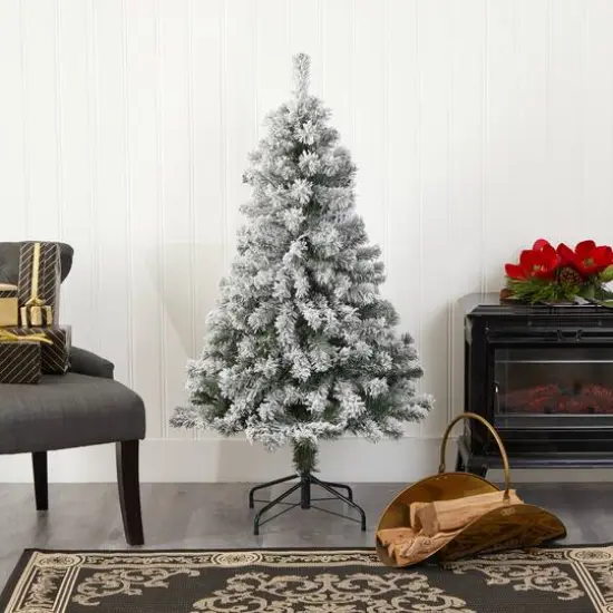 4ft. Unlit Flocked West Virginia Fir Artificial Christmas Tree {6}