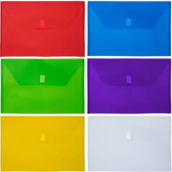 JAM Paper 9.75" x 14.5" Mixed Plastic Hook & Loop Legal Booklet Envelopes, 12ct. {3}