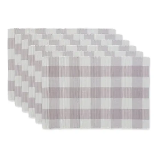 DII&reg; Buffalo Check Ribbed Placemat, 6ct. Dusty Lilac/White {1}
