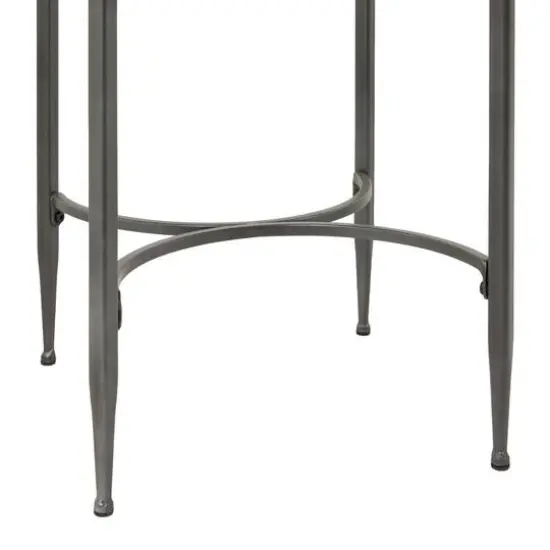 25" Dark Brown Metal Industrial Accent Table {4}
