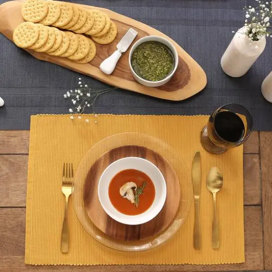 DII&reg; Ribbed Cotton Placemats, 6ct. Honey Gold {6}