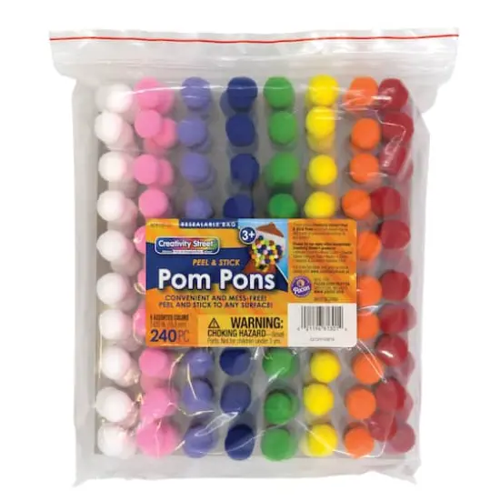 Creativity Street 2 Pack Assorted Colors Peel & Stick Poms, 240ct. {3}