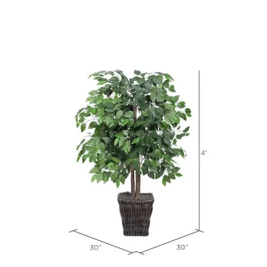 4ft. Artificial Ficus Bush with Square Willow Basket {5}