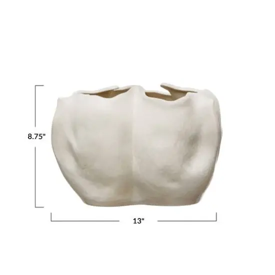 Hello Honey&reg; 13" Natural Modern Organically Shaped Stoneware Planter {7}