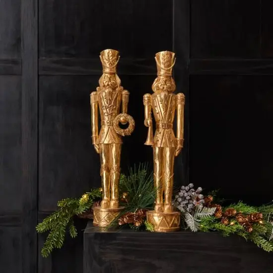 Gold Holiday Nutcracker Statue Set {3}