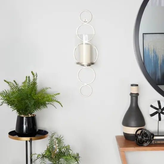 CosmoLiving by Cosmopolitan 25" Silver Modern Wall Sconce {3}