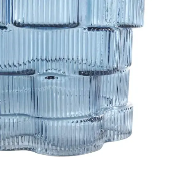 Blue Glass Stacked Flower Shape Vase, 2ct. {6}