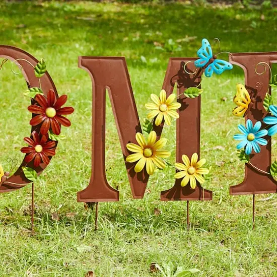 Glitzhome&reg; 2ft. Multi-Functional Metal WELCOME Yard Stakes, 7ct. {5}