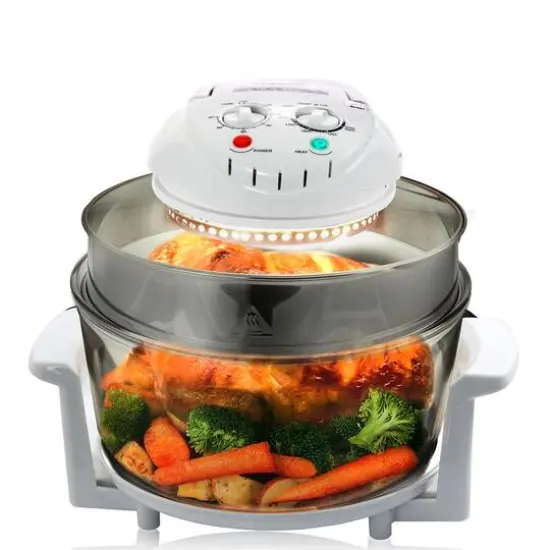 MegaChef 14.25" White Multipurpose Countertop Halogen Oven Air Fryer/Rotisserie/Roaster  {1}