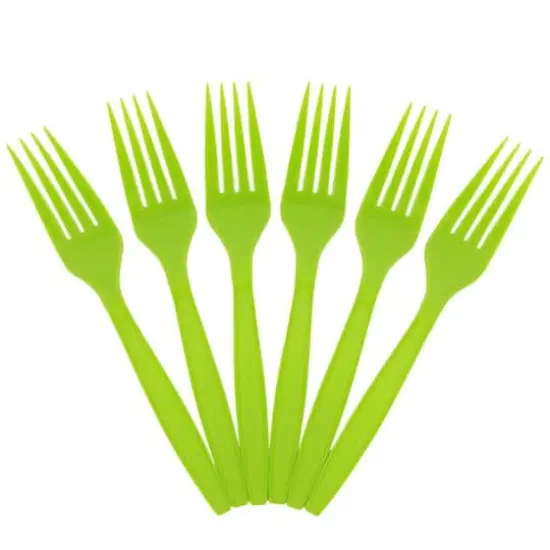 JAM Paper Lime Green Premium Plastic Forks, 100ct. {1}