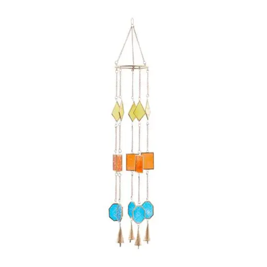 Multi Colored Contemporary Geometric Windchime, 7" x 2" x 35" {7}
