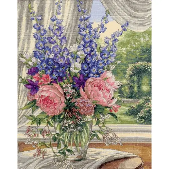 Dimensions® Gold Collection® Peonies & Delphiniums Counted Cross Stitch Kit {3}