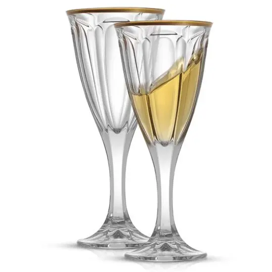 JoyJolt&reg; 6oz. Gold Rimmed Windsor Crystal White Wine Glasses, 2ct. {1}