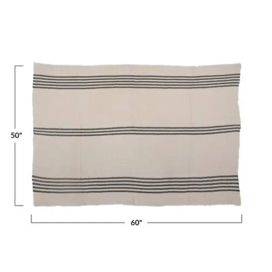 Hello Honey&reg; Coastal Black and White Stripe Throw Blanket and Frayed Edges {7}