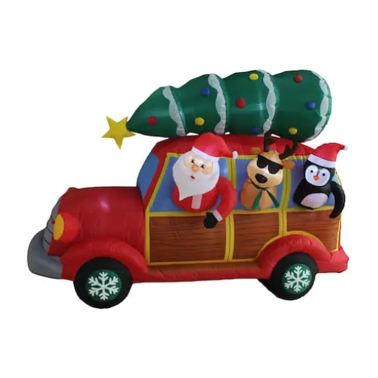 7ft. Inflatable Santa's Christmas Woody {1}