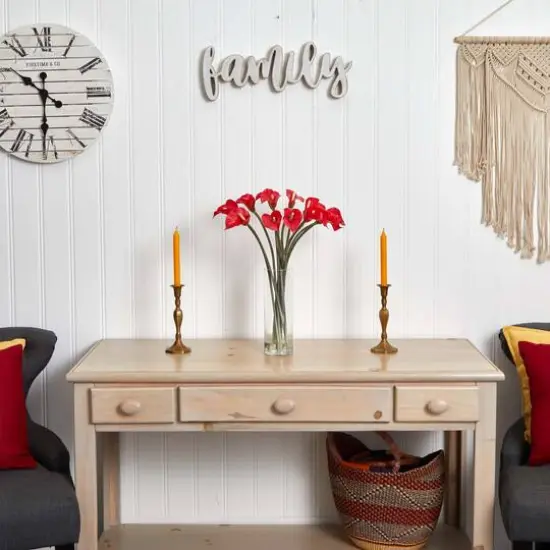 20" Mini Calla Lily Arrangement in Tall Vase, Red {6}