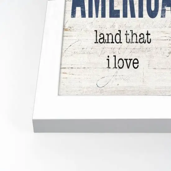 God Bless America White Framed Print Under Plexiglass {3}