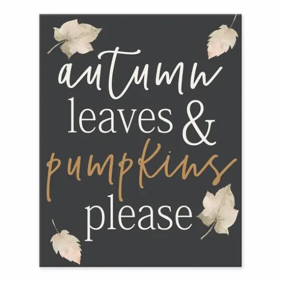 Autumn Leaves And Pumpkins Tabletop Canvas {1}