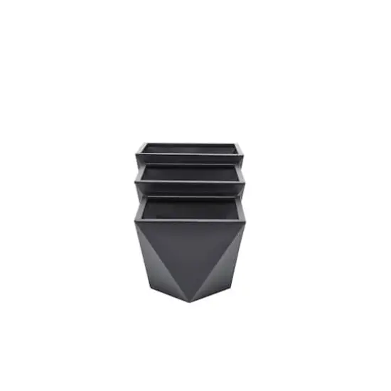 Black Modern Planter, Set of 3" 19", 16", 14" {4}
