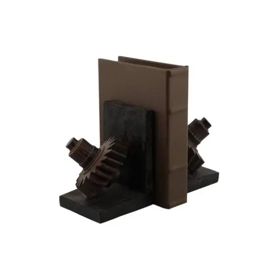Brown Industrial Gear Bookends Set {7}