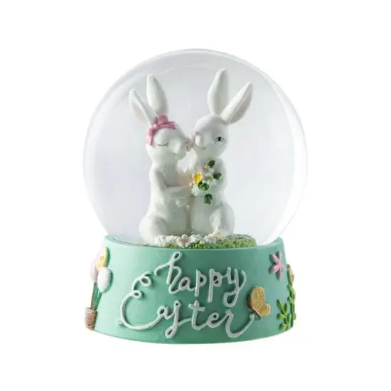 Glitzhome&reg; 5" Easter Bunny Couple Waterglobe {7}