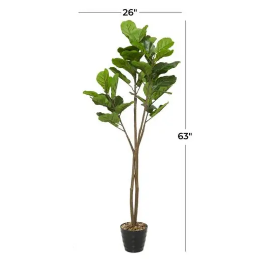63" Black Vinyl Contemporary Potted Artificial Tree {7}