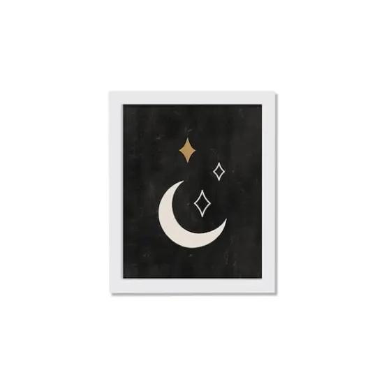 Twinkle Moon Stars 2 11" x 14" White Framed Print Under Plexiglass {1}