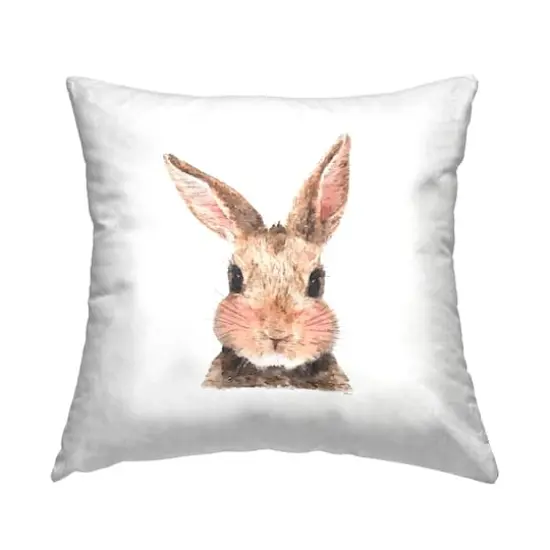 Stupell Industries Happy Rabbit Face Animal, Happy Rabbit Face Animal Decorative Printed Throw Pillow {1}
