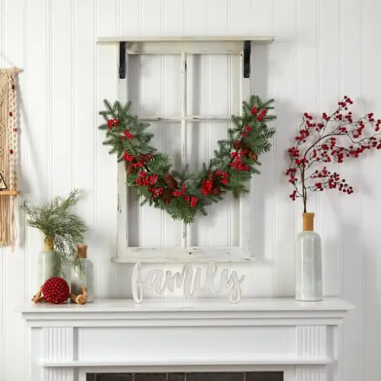 3ft. Pines, Red Berries & Pinecones Christmas Garland {4}