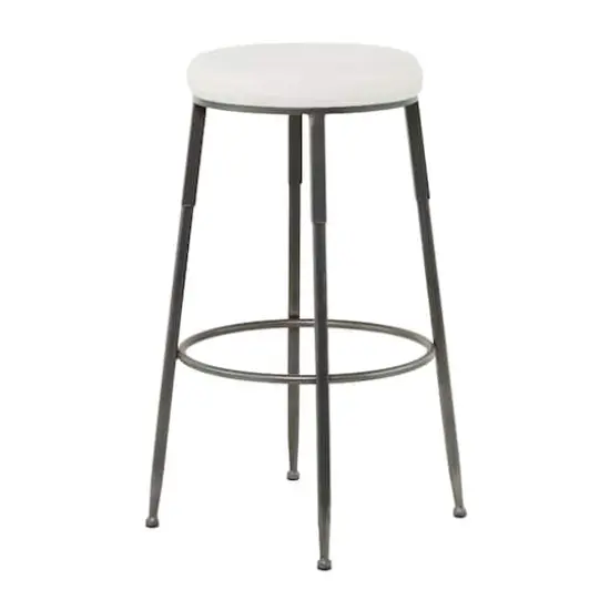 30" Gray Metal Industrial Counter Stool {3}