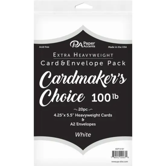 PA Paper&trade; Accents Cardmaker's Choice 100lb. Card & Envelope Pack, 4.25" x 5.5" White {2}