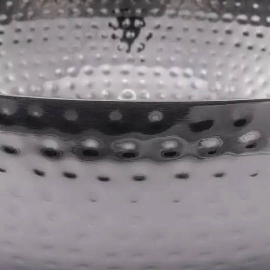 Hello Honey&reg; 14" Oxidized Silver Round Hammered Metal Bowl {5}