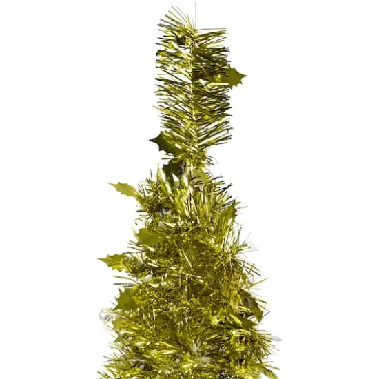 6ft. Unlit Gold Tinsel Pop-Up Artificial Christmas Tree {6}