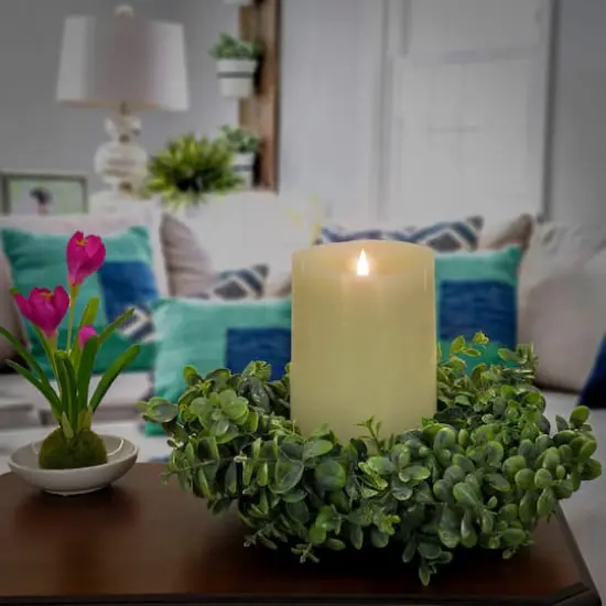 16" Spring Button Leaf Table Wreath {3}