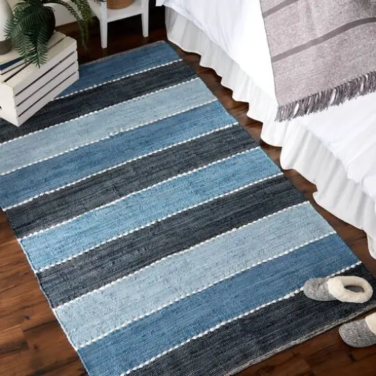 DII&reg; Color Block Cotton Chindi Rug, 4ft. x 6ft. Denim {5}