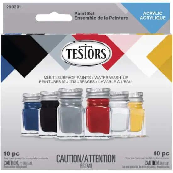 Testors Wooden Derby Car Primary Acrylic Paint Set {1}