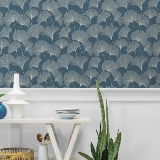 Surface Style Ginkgo Peel & Stick Wallpaper Denim {4}