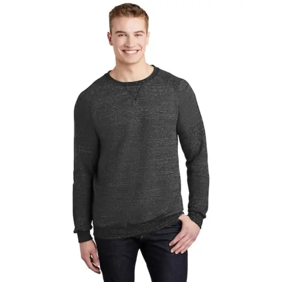 JERZEES&reg; Snow Heather French Terry Raglan Crew Black Ink {4}