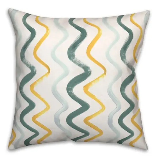 18" Squiggles Indoor/Outdoor Pillow Blue/Gold {1}